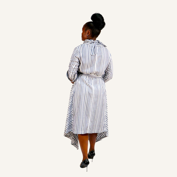 Blue stripped handkerchief dress with ties