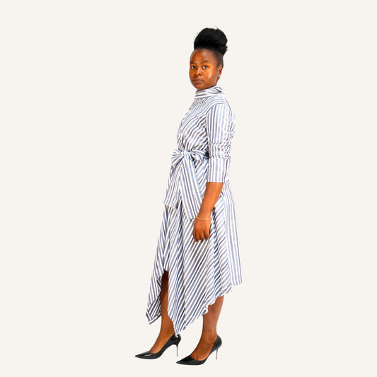 Blue stripped handkerchief dress with ties