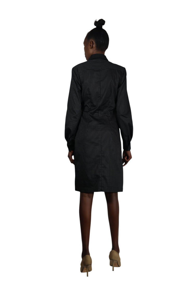 striped Black and white wrap shirt dress