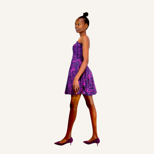 Purple vert corset strapless dress with a circular bottom