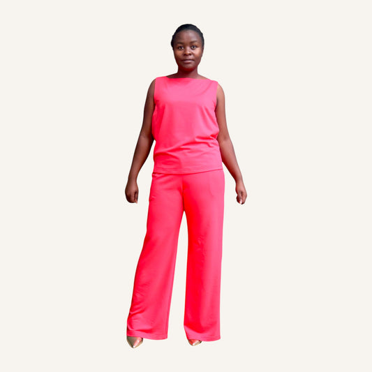 Hot pink terry cotton tank top