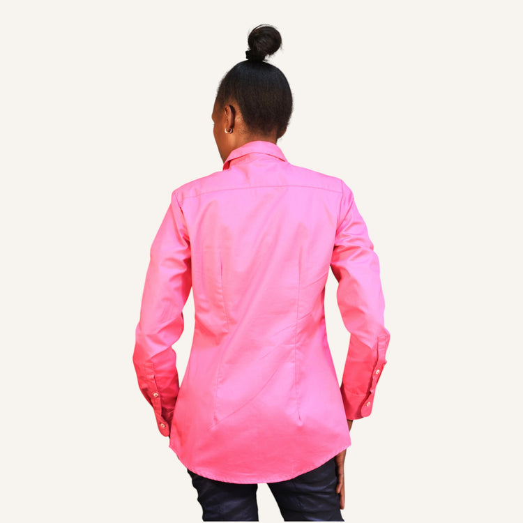 Pink button down shirt long sleeved cotton