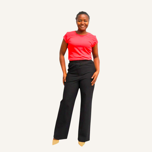 Straight leg pant with elastic Waist Band