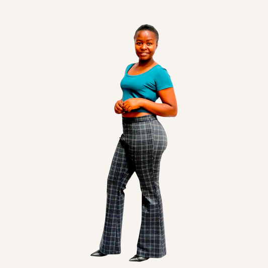 Bell bottom prince charles check pants