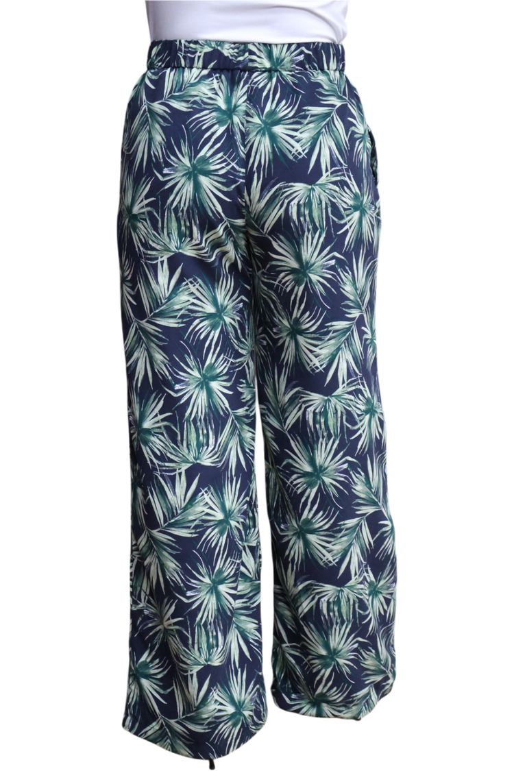 Wide leg palm print with elastic waist band