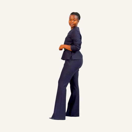 Wide leg elastic waist band pants