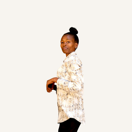 Button down shirt with palm print