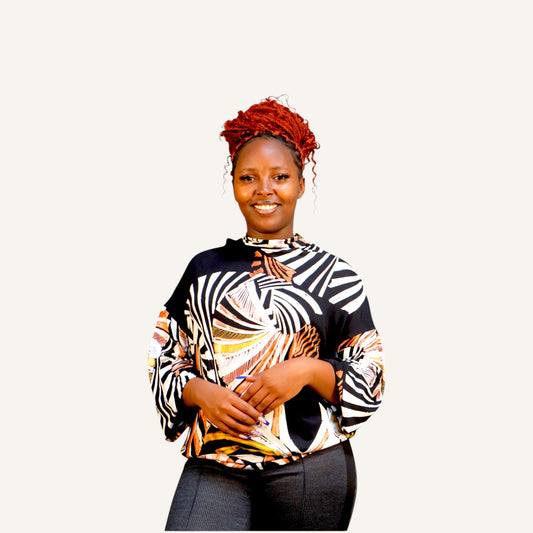 Black print pima cotton top with long sleeves