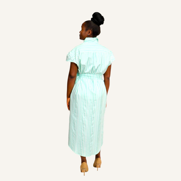 Green stripped handkerchief dress with ties