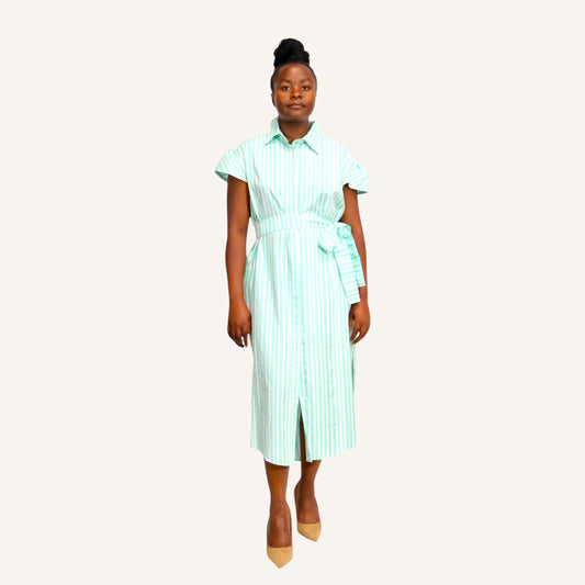 Green stripped handkerchief dress with ties