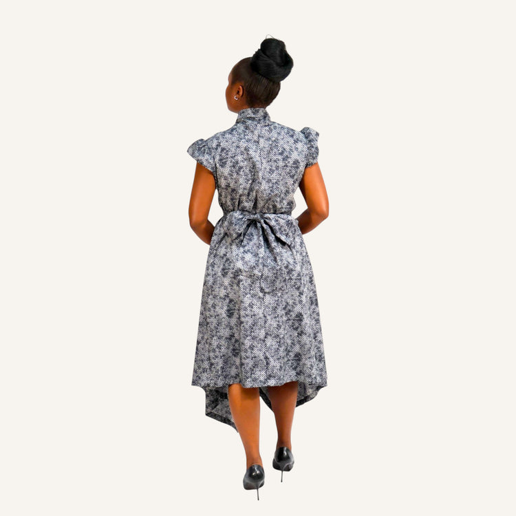 Grey hounds tooth handkerchief dress with ties