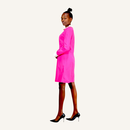 60's pink peter pan collar with white collar and cuff accents