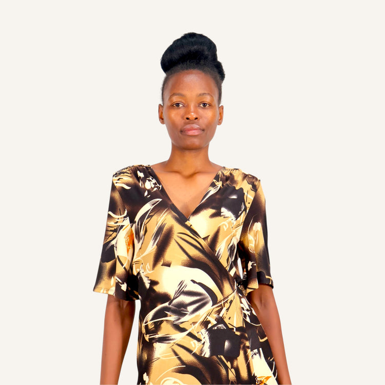 Short sleeved wrap dress