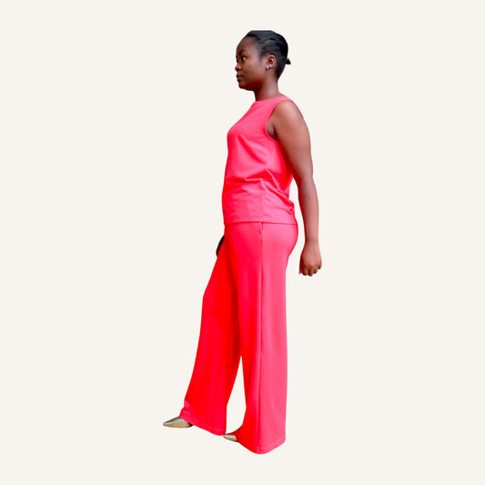 Hot pink terry cotton tank top