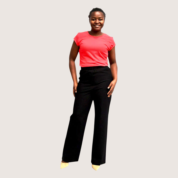 Straight leg pant with elastic Waist Band