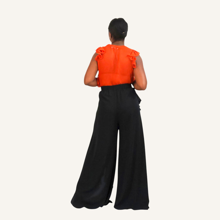 Wide leg with waves and back elastic waist band