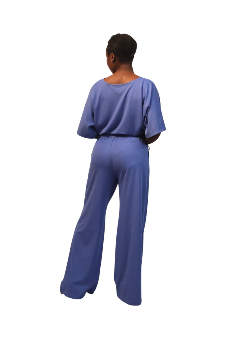 Wide leg with elastic band terry cotton pants