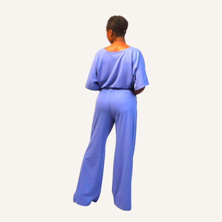 Wide leg with elastic band terry cotton pants