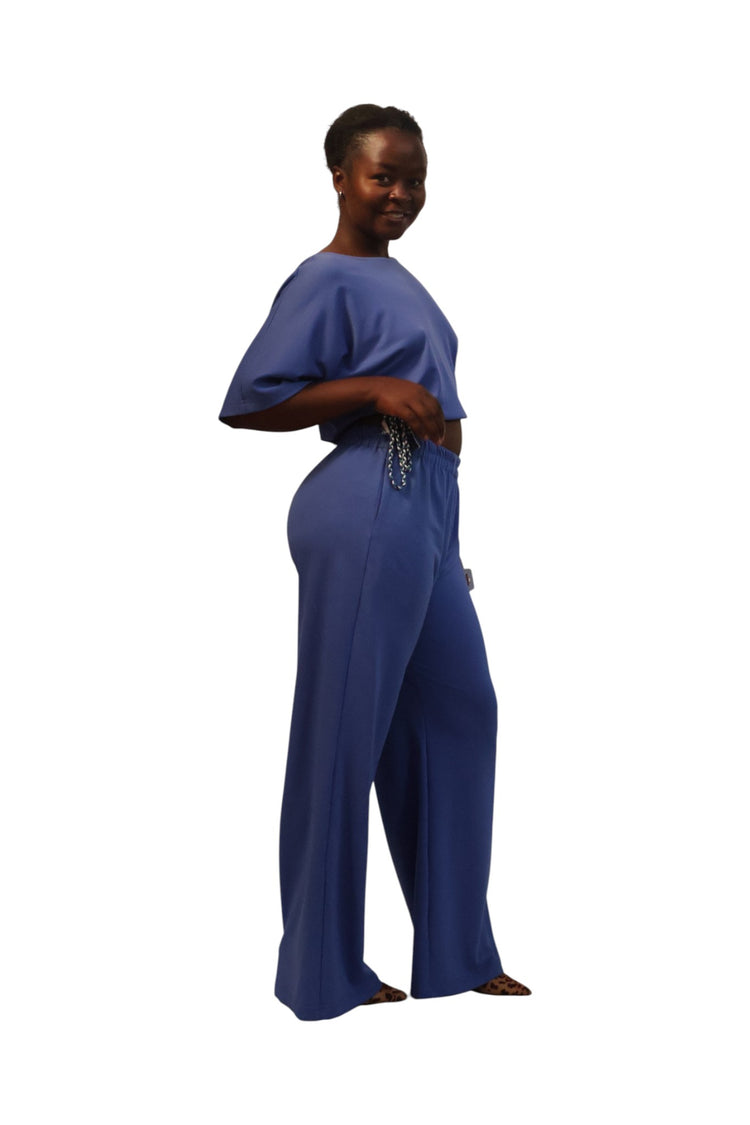 Wide leg with elastic band terry cotton pants