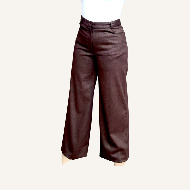 Wide leg shimmery jean cut pants