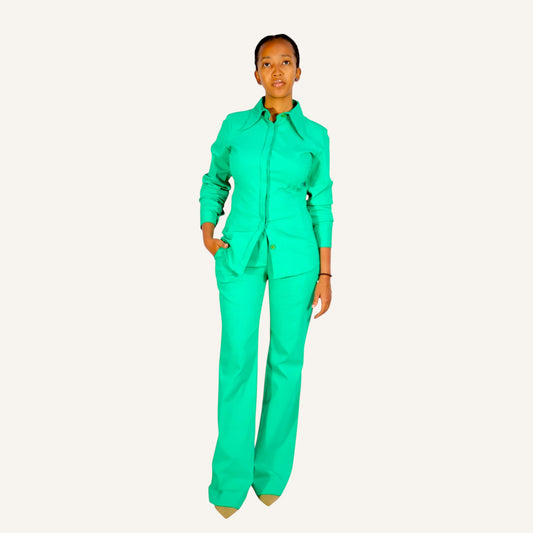 Boot cut cotton elastane pants