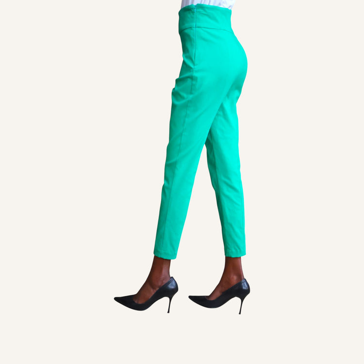 Skinny leg pin tuck pants with high waist