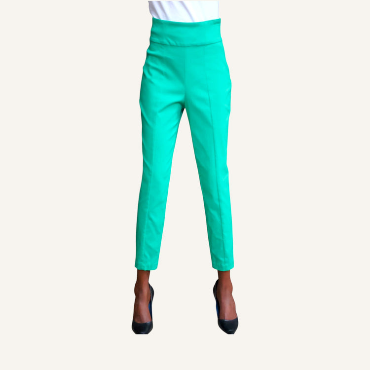 Skinny leg pin tuck pants with high waist