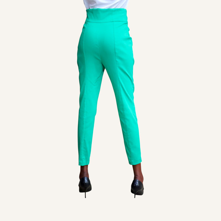 Skinny leg pin tuck pants with high waist