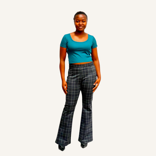 Bell bottom prince charles check pants