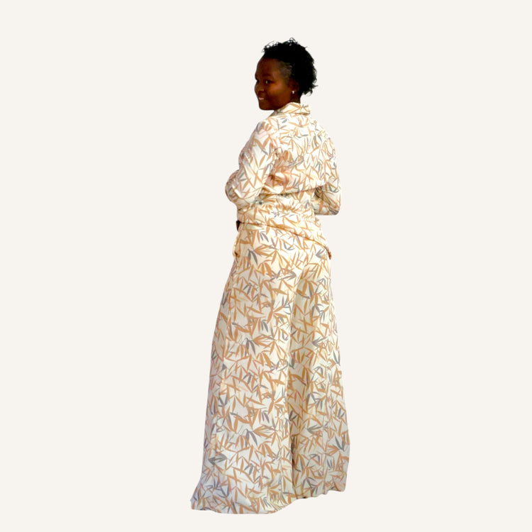 Super wide leg bamboo print pants