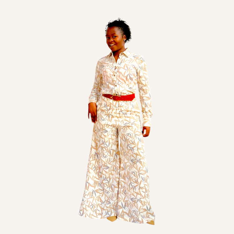 Super wide leg bamboo print pants