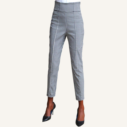 Skinny leg pin tuck pants with high waist