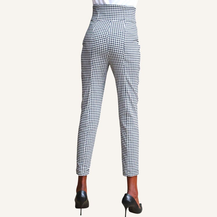 Skinny leg pin tuck pants with high waist