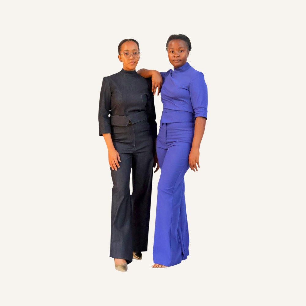 Tuxedo waist wide leg pants