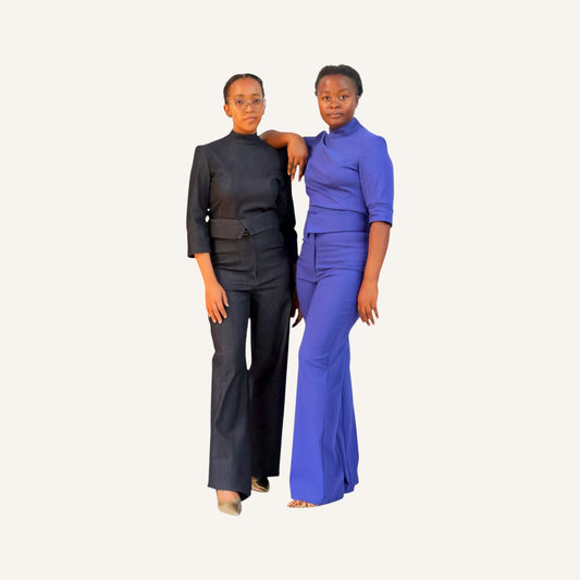 Tuxedo waist wide leg pants