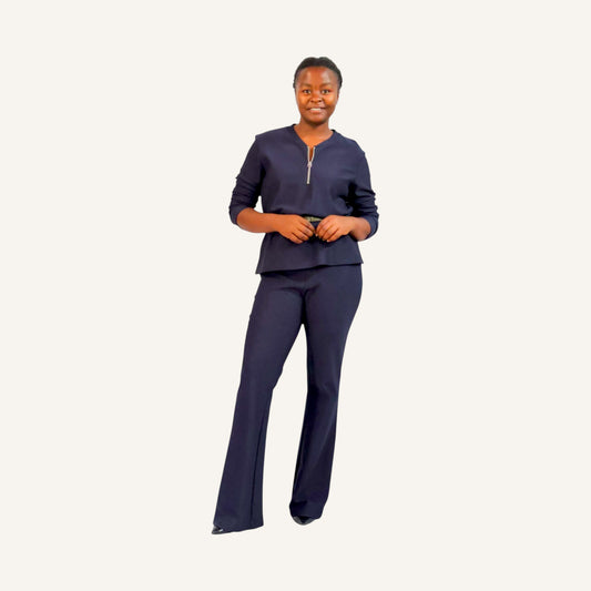 Wide leg elastic waist band pants