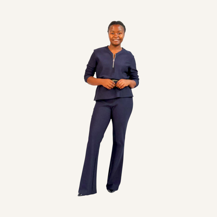 Wide leg elastic waist band pants