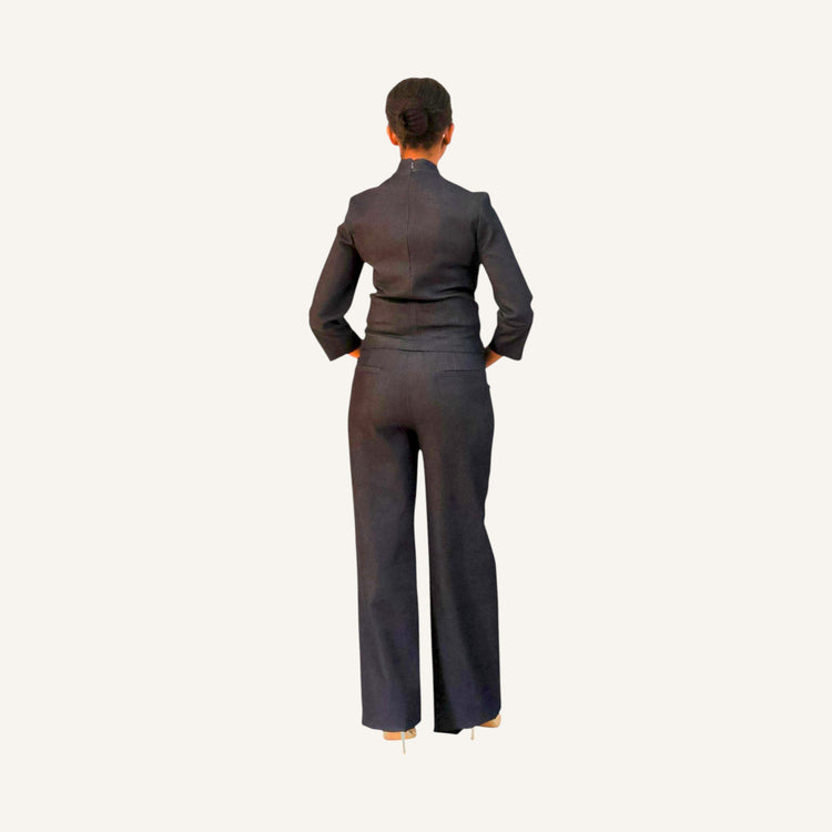 Tuxedo waist wide leg pants