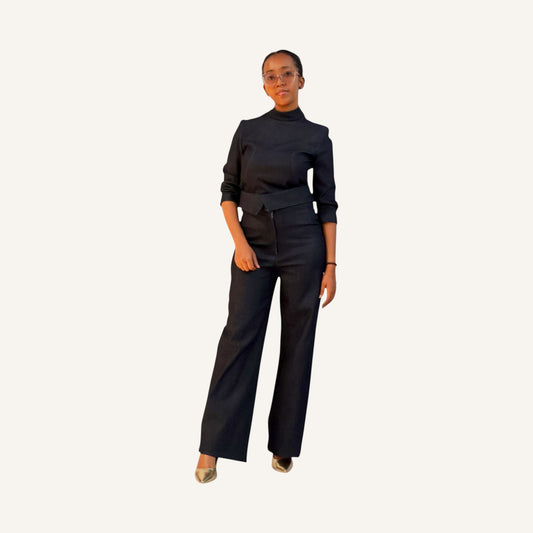 Tuxedo waist wide leg pants
