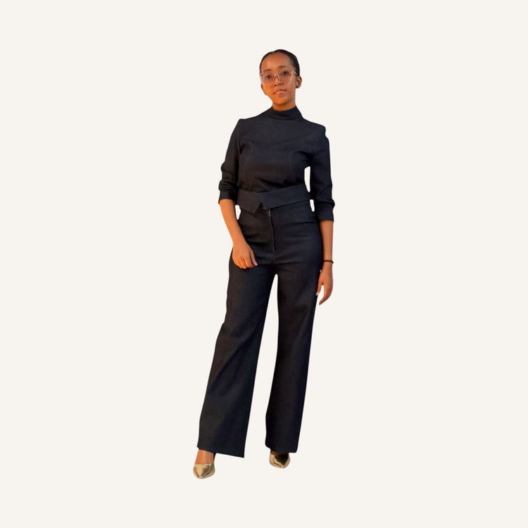 Tuxedo waist wide leg pants