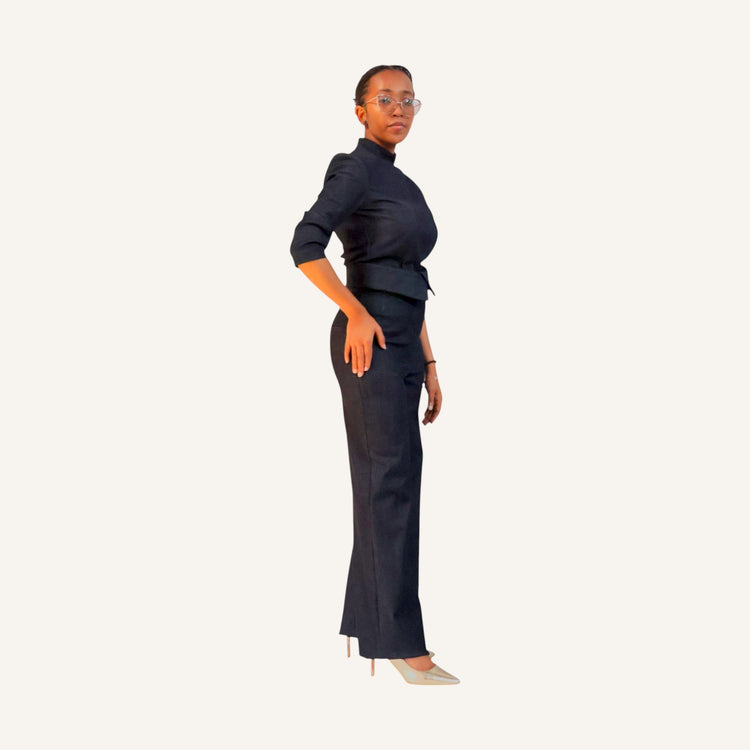 Tuxedo waist wide leg pants