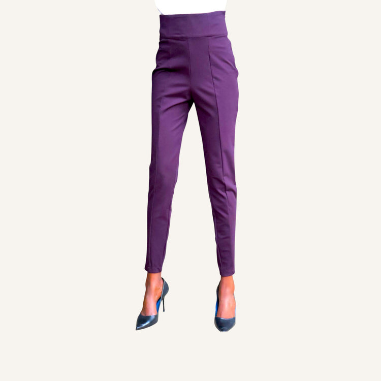 Skinny leg pin tuck pants with high waist