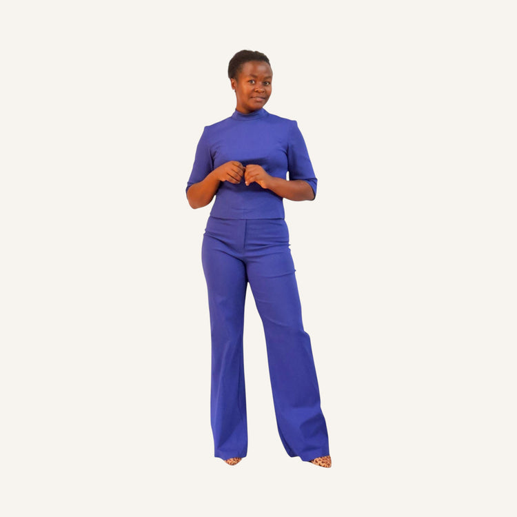 Tuxedo waist wide leg pants
