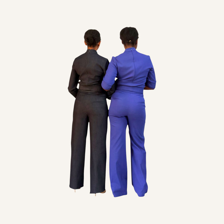 Tuxedo waist wide leg pants