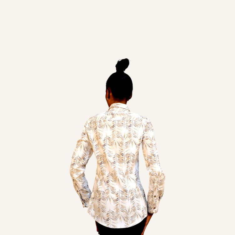 Button down shirt with palm print