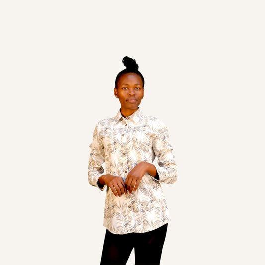 Button down shirt with palm print