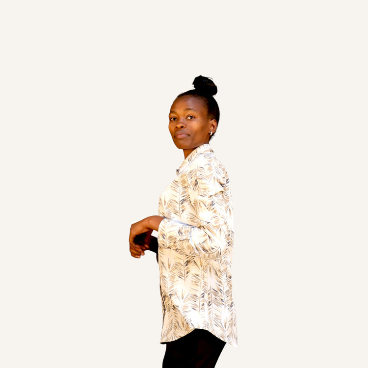 Button down shirt with palm print