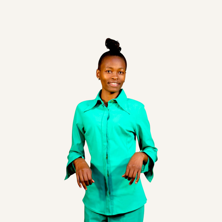 Jade Green long sleeved button down shirt