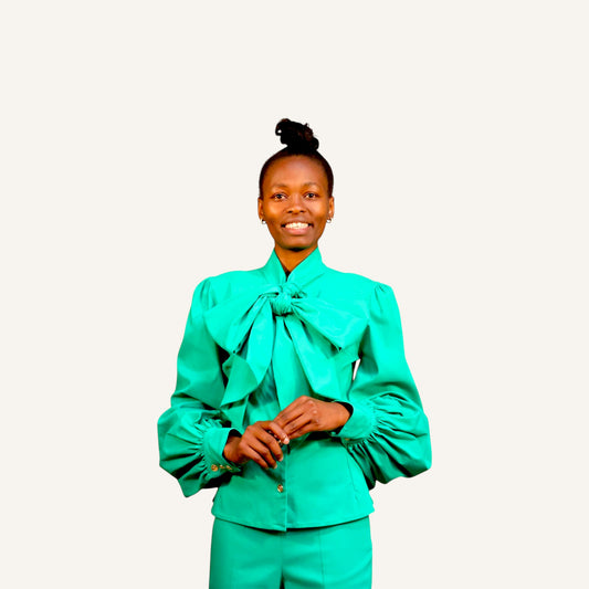 Balloon sleeved button down shirt with neck ties